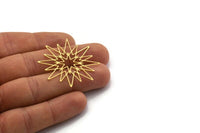 Brass Star Charm, 6 Raw Brass Star Shaped Charms, Charm Pendants, Connectors (42x39x0.60mm) SMP0032