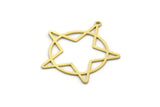 Brass Star Charm, 12 Raw Brass Star Charms With 1 Loop, Charm Pendants (30x29.5x0.60mm) SMP0037
