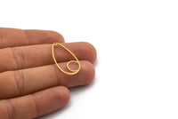 Brass Drop Charm, 24 Raw Brass Drop Charms With 1 Hole, Earring Findings (30x16x0.80mm) SMP0039