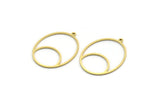 Brass Oval Charm, 24 Raw Brass Oval Charms With 1 Loop, Earring Charms (31x23x0.80mm) SMP0044