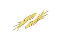 Brass Fringed Charm, 10 Raw Brass Fringe Shaped Charms With 1 Loop (50x11x0.60mm) SMP0047