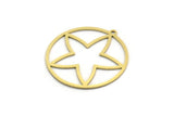 Brass Star Charm, 12 Raw Brass Round Charms With 1 Loop, Charm Pendants (29x28x0.60mm) SMP0048
