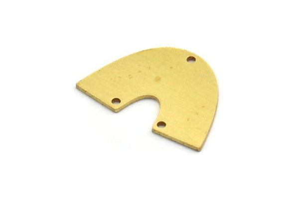 Brass Charm, 8 Raw Brass, Brass Pendants, Charm Pendants, U Shaped Charms, Brass Semi Circle Charms With 3 Holes (17.5x25x0.80mm) SMP0050