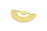 Semi Circle Charm, 6 Raw Brass Semi Circle Shaped Charms With 1 Loop, Pendant Charms (20x35x0.60mm) SMP0051