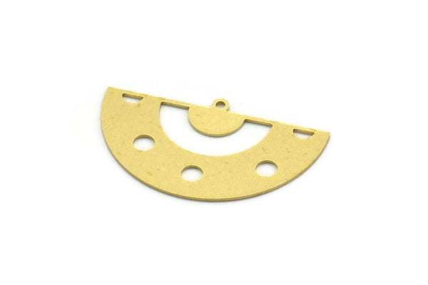 Semi Circle Charm, 6 Raw Brass Semi Circle Shaped Charms With 1 Loop, Pendant Charms (20x35x0.60mm) SMP0051