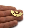 Semi Circle Charm, 6 Raw Brass Semi Circle Shaped Charms With 1 Loop, Pendant Charms (20x35x0.60mm) SMP0051