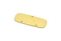 Brass Rectangle Charm, 4 Raw Brass Rectangle Shaped With 3 Holes Charms, Connectors, Earring Findings (36x13.5x0.60mm) SMP0054