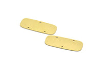 Brass Rectangle Charm, 4 Raw Brass Rectangle Shaped With 3 Holes Charms, Connectors, Earring Findings (36x13.5x0.60mm) SMP0054