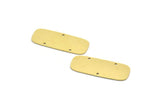Brass Rectangle Charm, 4 Raw Brass Rectangle Shaped With 3 Holes Charms, Connectors, Earring Findings (36x13.5x0.60mm) SMP0054