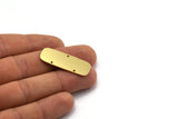 Brass Rectangle Charm, 4 Raw Brass Rectangle Shaped With 3 Holes Charms, Connectors, Earring Findings (36x13.5x0.60mm) SMP0054