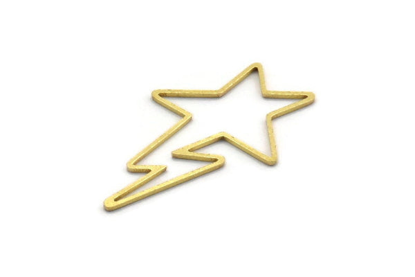 Brass Star Blank, 24 Raw Brass Comet Blanks, Lightning Findings, Stamping (34x20x0.80mm) SMP0056