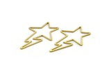 Brass Star Blank, 24 Raw Brass Comet Blanks, Lightning Findings, Stamping (34x20x0.80mm) SMP0056