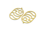 Brass Oval Charm, 12 Raw Brass Oval Charms With 1 Loop, Wavy Charms, Findings (32x20x0.60mm) SMP0061