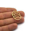 Brass Oval Charm, 12 Raw Brass Oval Charms With 1 Loop, Wavy Charms, Findings (32x20x0.60mm) SMP0061
