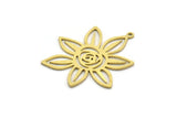 Brass Flower Charm, 12 Raw Brass Flower Shaped Charms With 1 Loop, Charm Pendants (30x27x0.60mm) SMP0063