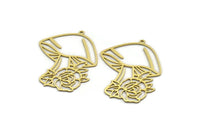 Brass Mushroom Charm, 6 Raw Brass Mushroom Charms With 1 Loop, Rose Charms, Pendants, Findings (40x31x0.60mm) SMP0065