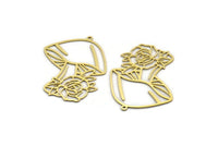 Brass Mushroom Charm, 6 Raw Brass Mushroom Charms With 1 Loop, Rose Charms, Pendants, Findings (40x31x0.60mm) SMP0065