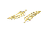 Brass Leaf Charm, 12 Raw Brass Ear Of Wheat Charms With 1 Loop, Charm Pendants (43x14x0.60mm) SMP0070