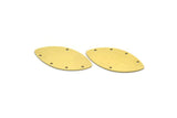 Brass Marquise Charm, 6 Raw Brass Oval Shaped Charms With 5 Holes (34x16x0.60mm) SMP0074