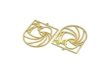 Brass Palm Charm, 6 Raw Brass Palm Tree And Sun Shaped Charms With 1 Loop, Wavy Charms, Pendants, Findings (37.5x30x0.60mm) SMP0075