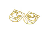 Brass Palm Charm, 6 Raw Brass Palm Tree And Sun Shaped Charms With 1 Loop, Wavy Charms, Pendants, Findings (37.5x30x0.60mm) SMP0075