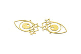 Brass Eye Charm, 8 Raw Brass Eye And Star Charms With 1 Loop, Findings (24x37.5x0.60mm) SMP0076