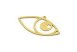 Brass Eye Charm, 12 Raw Brass Eye Charms With 1 Loop, Findings (18.5x34x0.60mm) SMP0077