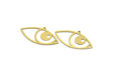 Brass Eye Charm, 12 Raw Brass Eye Charms With 1 Loop, Findings (18.5x34x0.60mm) SMP0077