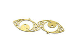 Brass Eye Charm, 12 Raw Brass Eye Charms With 1 Loop, Findings (21x36x0.60mm) SMP0078