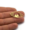 Brass Eye Charm, 12 Raw Brass Eye Charms With 1 Loop, Findings (21x36x0.60mm) SMP0078