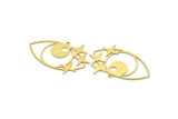 Brass Eye Charm, 8 Raw Brass Eye And Star Charms With 1 Loop, Findings (26x38.5x0.60mm) SMP0079