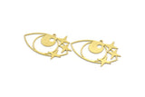 Brass Eye Charm, 8 Raw Brass Eye And Star Charms With 1 Loop, Findings (26x38.5x0.60mm) SMP0079