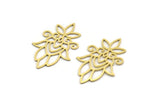 Brass Flower Charm, 12 Raw Brass Flower Charms, Charm Pendants, Findings (33x20.5x0.60mm) SMP0080
