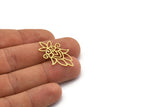 Brass Flower Charm, 12 Raw Brass Flower Charms, Charm Pendants, Findings (33x20.5x0.60mm) SMP0080