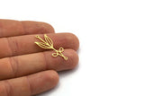 Brass Flower Charm, 24 Raw Brass Flower Charms With 2 Loops (33.5x13x0.60mm) SMP0082