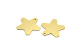 Brass Star Charm, 12 Raw Brass Star Charms With 1 Hole, Charm Pendants (19x20x0.60mm) SMP0086