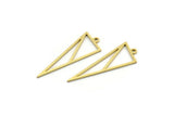 Brass Triangle Charm, 24 Raw Brass Triangle Shaped Charms With 1 Loop (32x12x0.80mm) SMP0094