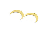 Brass Moon Charm, 12 Raw Brass Crescent Moon Charms With 2 Holes (28.5x6x0.80mm) SMP0100 Y280