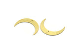 Brass Moon Charm, 12 Raw Brass Crescent Moon Charms With 2 Holes (28.5x6x0.80mm) SMP0100 Y280