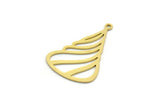 Brass Cream Charm, 12 Raw Brass Cone Shaped Charms With 1 Loop, Findings (27x18.5x0.60mm) SMP0106