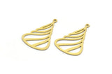 Brass Cream Charm, 12 Raw Brass Cone Shaped Charms With 1 Loop, Findings (27x18.5x0.60mm) SMP0106