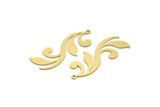 Brass Leaf Charm, 8 Raw Brass Branch Charms With 1 Loop, Charm Pendants, Findings (40x14x0.60mm) SMP0108