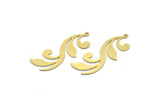 Brass Leaf Charm, 8 Raw Brass Branch Charms With 1 Loop, Charm Pendants, Findings (40x14x0.60mm) SMP0108