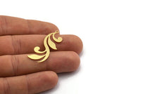 Brass Leaf Charm, 8 Raw Brass Branch Charms With 1 Loop, Charm Pendants, Findings (40x14x0.60mm) SMP0108