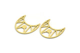 Brass Moon Charm, 12 Raw Brass Crescent Moon Charms, Findings (21x13x0.80mm) SMP0109