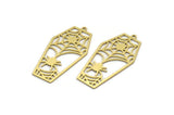 Brass Spider Charm, 8 Raw Brass Spider Web Charms With 1 Loop, Charm Pendants (38x19x0.60mm) SMP0110
