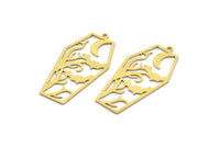 Brass Bat Charm, 6 Raw Brass Flying Bat Charms With 1 Loop, Charm Pendants (38x19x0.60mm) SMP0111