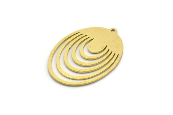 Brass Oval Charm, 6 Raw Brass Oval Charms With 1 Loop, Earring Charms (29x21x0.60mm) SMP0115