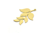 Brass Leaf Charm, 6 Raw Brass Branch Charms With 1 Loop, Charm Pendants, Findings (30x24x0.60mm) SMP0116