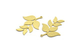 Brass Leaf Charm, 6 Raw Brass Branch Charms With 1 Loop, Charm Pendants, Findings (30x24x0.60mm) SMP0116